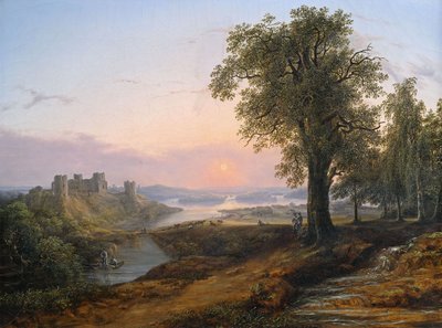 Wide River Landscape in Evening Light by Anton Hansch